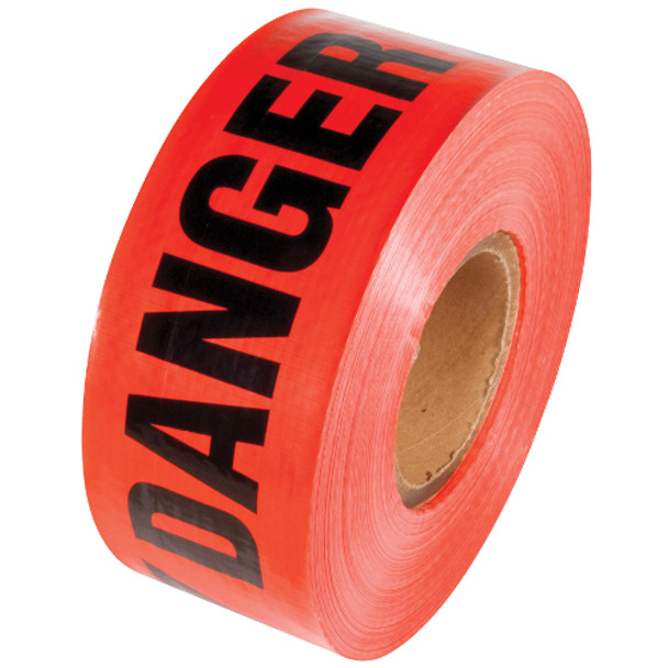 3" DANGER Reinforced Grade Barricade Red Tape (Pack of 12 Rolls)