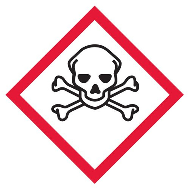 4" x 4" Skull Crossbones Pictogram Label - 500/roll