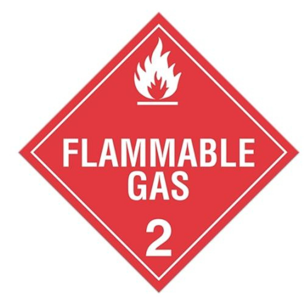 Class 2.1 "Flammable Gas 2" Sign (Pack of 100 pcs)