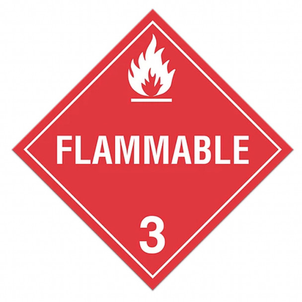 Class 3 "Flammable 3" Sign (Pack of 100 pcs)