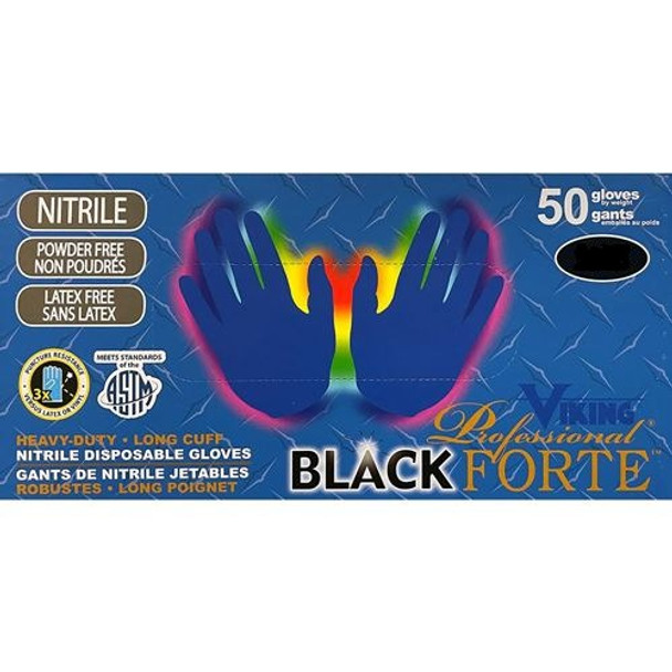 Viking Phatalate-free Black Stretch Vinyl  Disposable Gloves 100Ct