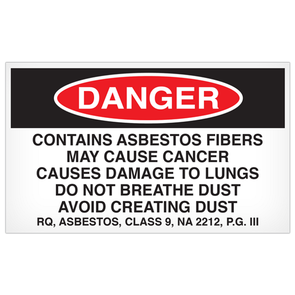 DANGER Contains Asbestos Fibers - 5"x3" Label - 500/roll