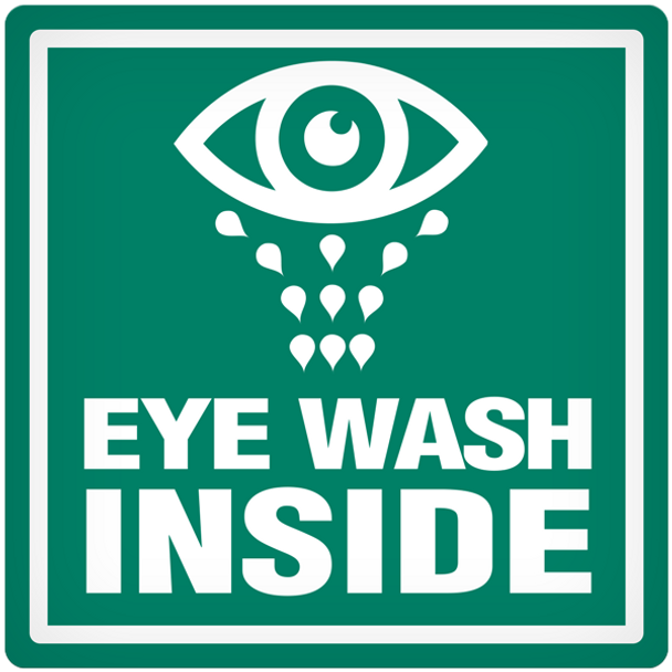 Eyewash Inside  - 4" x 4" Vehicle Safety Decal - 25/pkg