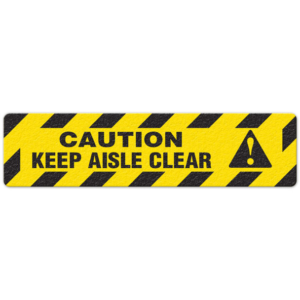 Caution - Keep Aisle Clear - 6"x24" Floor Sign 6/pkg