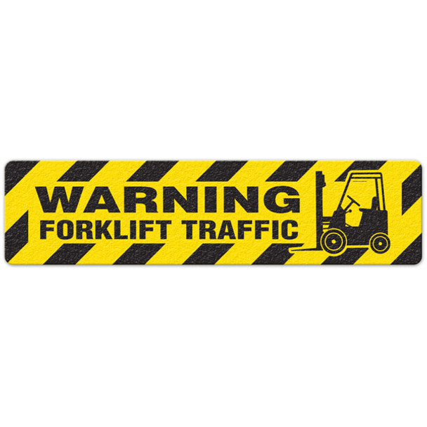 Warning - Forklift Traffic  - 6"x24" Floor Sign 6/pkg