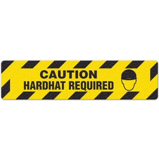 "Caution - Hardhat Required" - 6"x24" Floor Sign 6/pkg