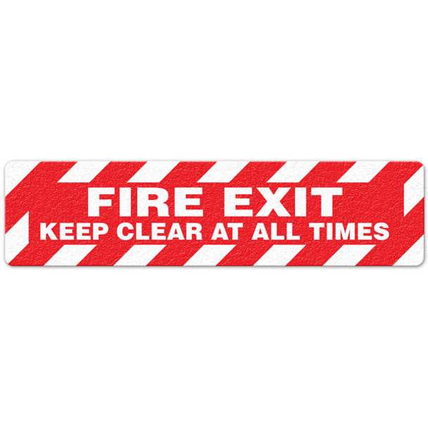Fire Exit - Keep Clear At All Times - 6"x24" Floor Sign 6/pkg