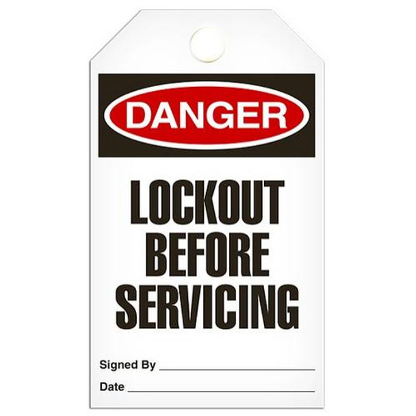 "Danger - Lockout Before Servicing" Tag - 25/pkg