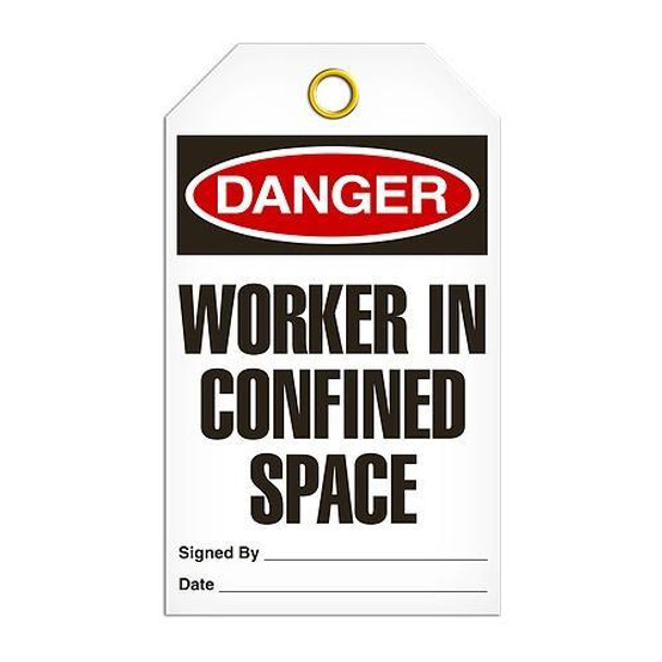 Danger "Worker in Confined Space" Tag - 25/pkg
