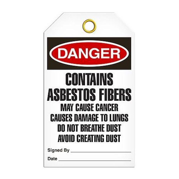 Danger "Contains Asbestos Fibers" Tag - 25/pkg