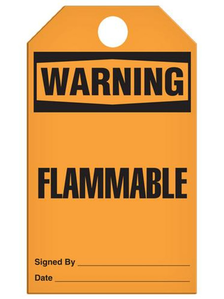 "Warning - Flammable" Tag - 3.375" x 5.75" - 25/pkg