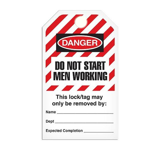 Lockout "Do Not Start Men Working" Striped Tag - 25/pkg