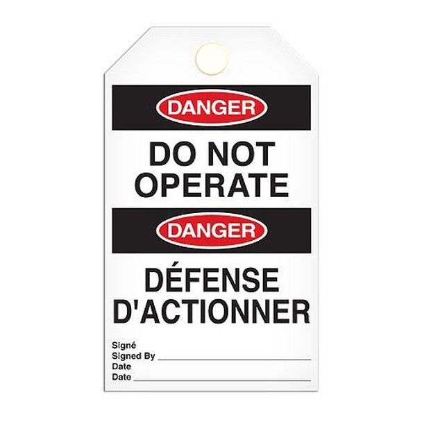 Danger "Do Not Operate" Bilingual E/F Tag - 25/pkg