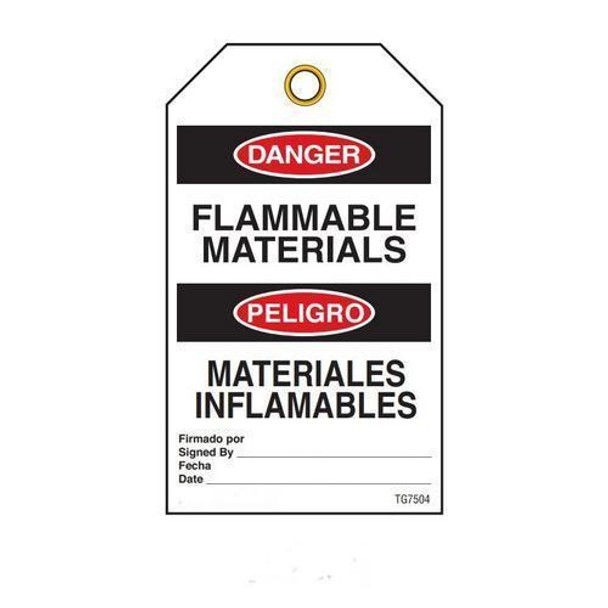 Danger "Flammable Materials" Bilingual E/S Tag - 25/pkg