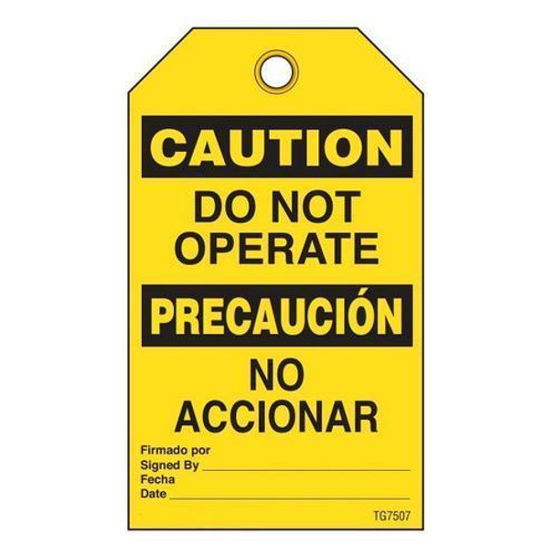 Caution "Do Not Operate" Bilingual E/S Tag - 25/pkg