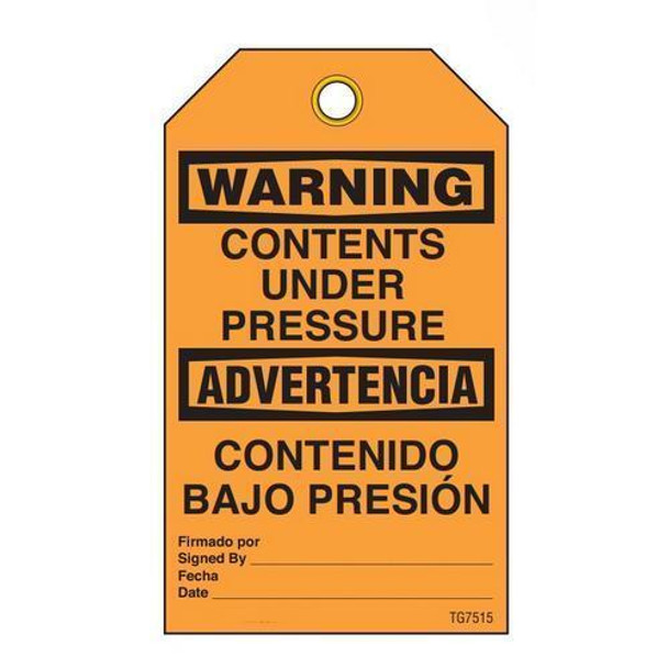 Warning "Contents Under Pressure" Bilingual E/S Tag - 25/pkg