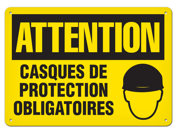 ATTENTION - Casques de protection obligatoires Safety Sign