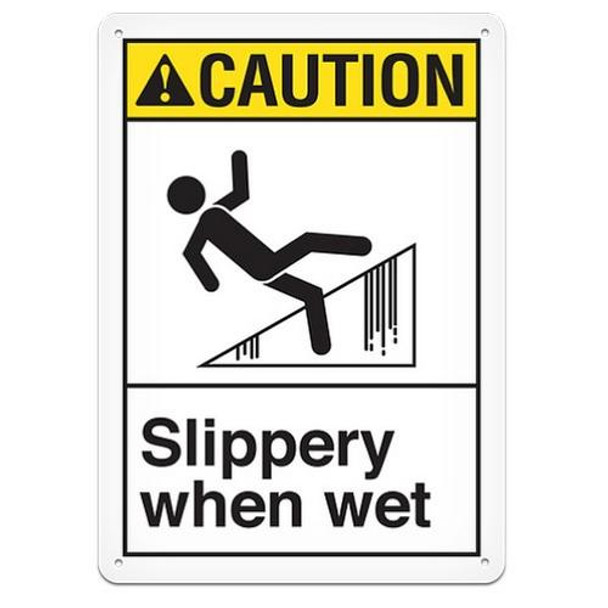 "Caution Slippery When" Safety Sign - 10"x14"