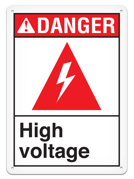 DANGER - High Voltage Safety Sign for Major Hazard Situations- 10"x14"