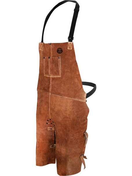 Welding Apron Leather Split Leg Bib Apron Brown (Sold per EACH)