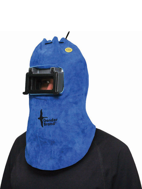 Premium Blue Split Leather Welders Helmet w/Top Draw Closure (Sold per EACH)