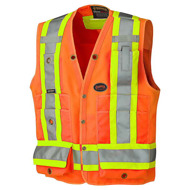 Hi-Vis Surveyor Safety Vest |  150D | Pioneer 6692 / 6693/6692N/6692BK   Safety Supplies Canada