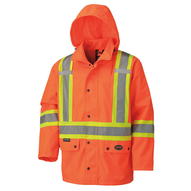 Hi-Vis 100% Waterproof Rain Jacket | Pioneer 5575A/5585A/5585BK   Safety Supplies Canada