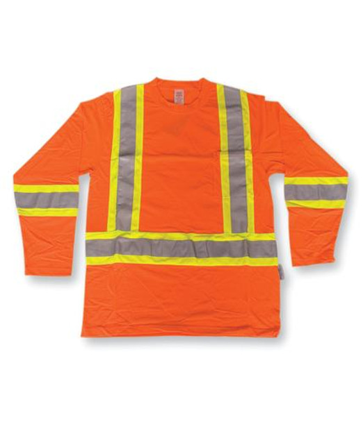 Orange 100% Polyester Traffic Safety Long Sleeve Shirt BK3500   Safety Supplies Canada