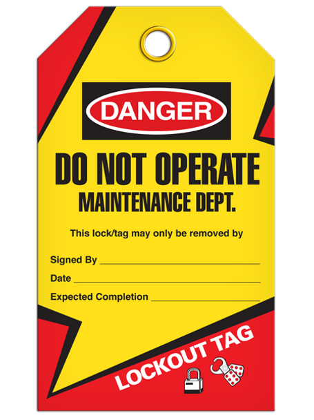 Danger  Do Not Operate Maintenance Dept. | Pkg/25 | INCOM TG6003   Safety Supplies Canada