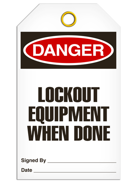 Danger - Lockout Equipment When Done | Pack /25 | INCOM