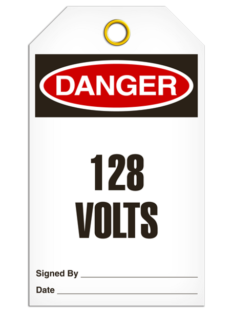 Danger - 128 Volts  | Pack of 25 | INCOM