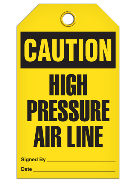 Caution High Pressure Air Line  | Pack of 25 | INCOM