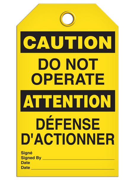 Bilingual Caution Do Not Operate  | Pack of 25 | INCOM