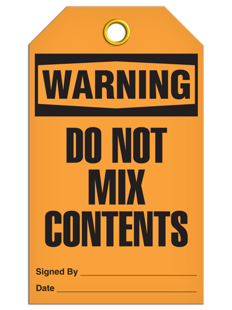 Warning Do Not Mix Contents Tag  PKG/25