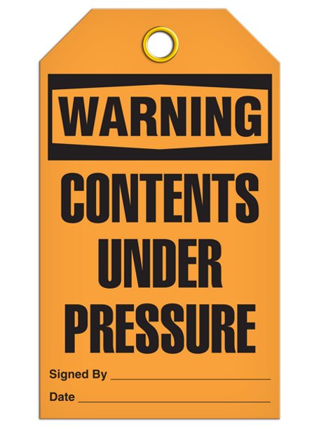 Warning Contents Under Pressure Tag  PKG/25