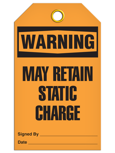 Warning  May Retain Static Charge Tag PKG/25