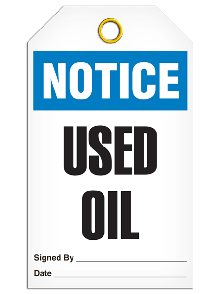 Notice Used Oil Tag PKG/25