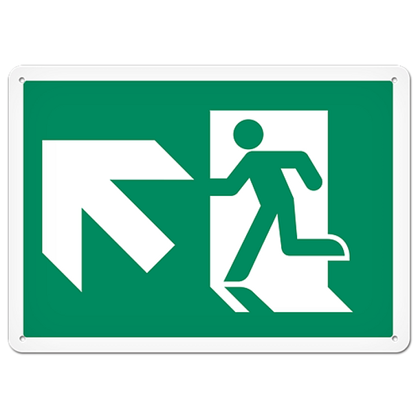 Fire Signs - Running Man Sign | Exit Up Left DFS124V/DFS124VG/DFS124P/DFS124PG   Safety Supplies Canada
