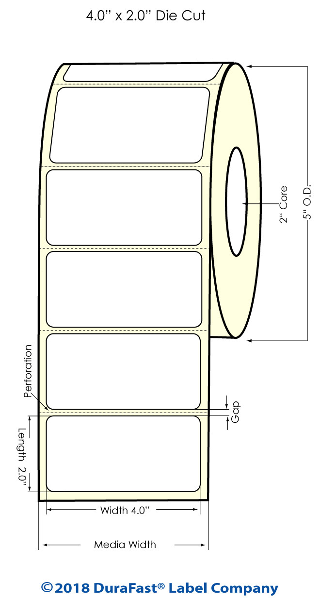 Primera LX500 4" x 2" Custom High Gloss Inkjet Labels 800/Roll