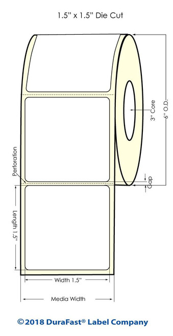 LX900 1.5" x 1.5" High Gloss Paper Inkjet Labels 1500/Roll