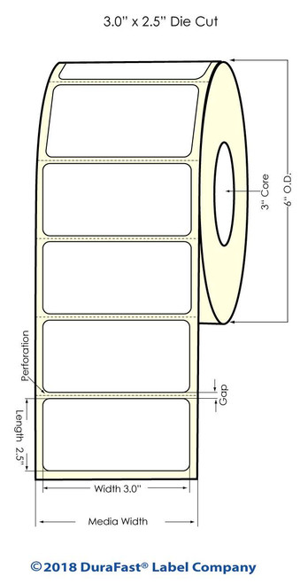 LX900 3" x 2.5" High Gloss Paper Inkjet Labels 950/Roll