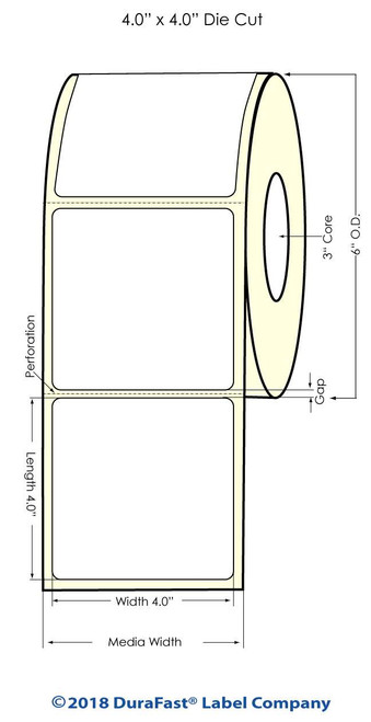 LX900 4" x 4" High Gloss Paper Inkjet Labels 600/Roll