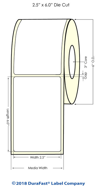 LX900 2.5" x 6" NP High Gloss Paper Inkjet Labels 400/Roll