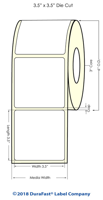 LX900 3.5" x 3.5"  NP High Gloss Paper Inkjet Labels 650/Roll