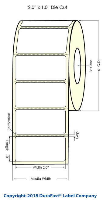 LX900 2" x 1"  Clear Polyester Inkjet Labels 2300/Roll