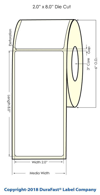 LX900 2" x 8" Clear Polyester Inkjet Labels 300/Roll