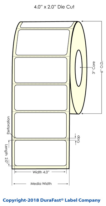 LX900 4" x 2"  Matte BOPP Inkjet Labels 1100/Roll