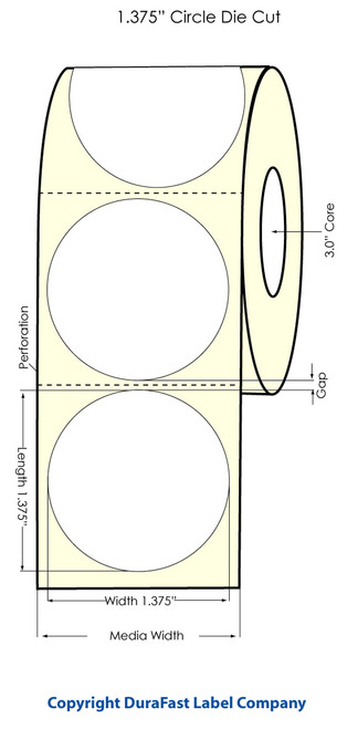 LX900 1.375" Circle High Gloss Paper Inkjet Labels 1600/Roll