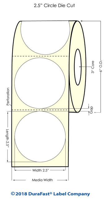 LX900 2.5" Circle  Matte BOPP Inkjet Labels 900/Roll