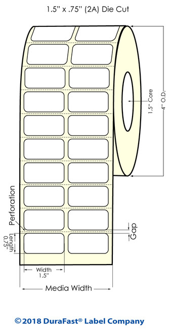 TM-C3500 1.5" x .75" (2A) Matte Paper Inkjet Labels 2750/Roll